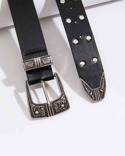 Double Row Studded PU Leather Belt