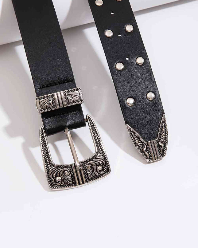 Double Row Studded PU Leather Belt