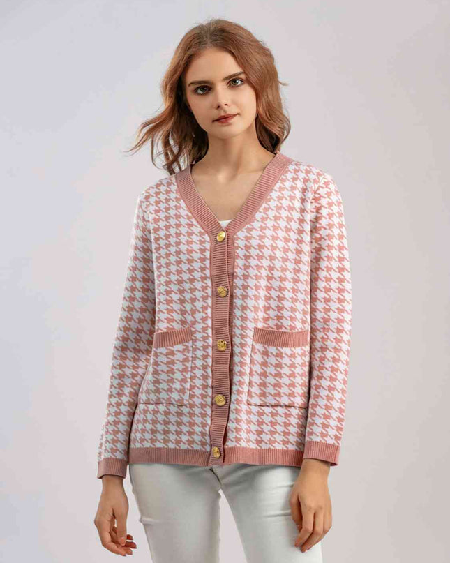 Houndstooth Button Down Cardigan