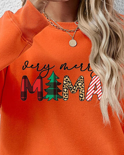 Letter Graphic Round Neck Long Sleeve Sweatshirt