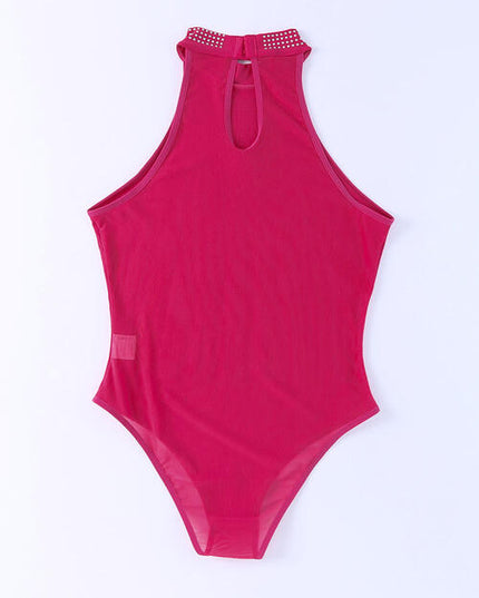 Rhinestone Detail Halter Neck Bodysuit