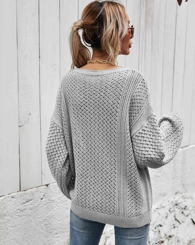 V-Neck Dropped Shoulder Sweater