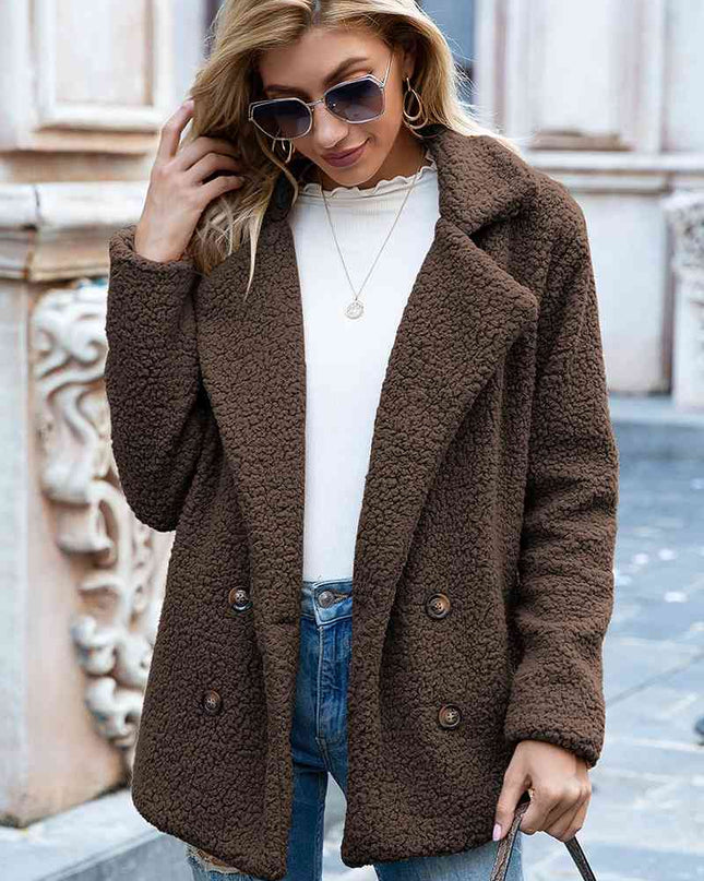 Full Size Lapel Collar Sherpa Coat