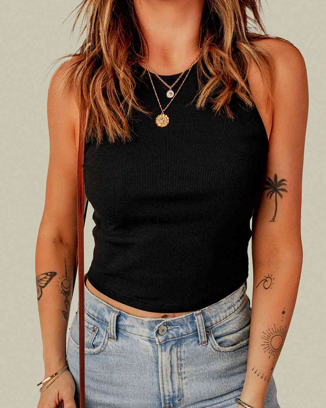 Ribbed Sleeveless Cropped Tank