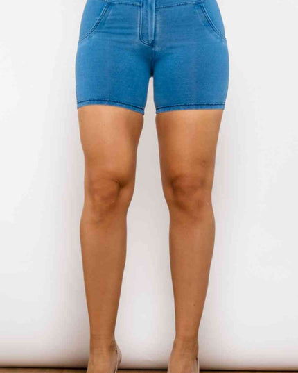 Full Size Buttoned Skinny Denim Shorts