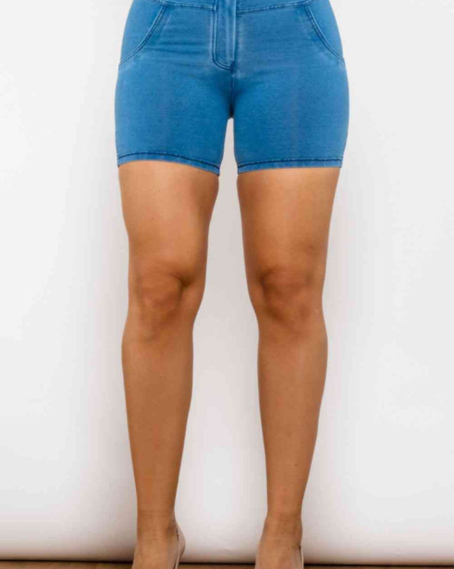 Full Size Buttoned Skinny Denim Shorts