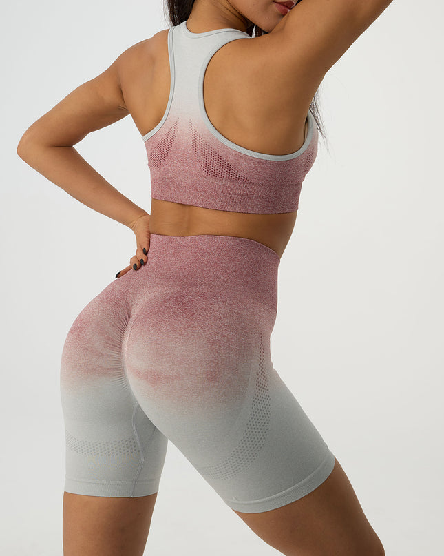 Gradient Scoop Neck Tank and High Waist Shorts Active Set
