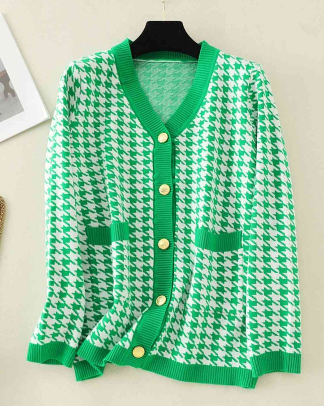 Houndstooth Button Down Cardigan