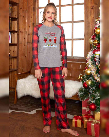 CHRISTMAS SPIRITS Graphic Top and Plaid Pants Set