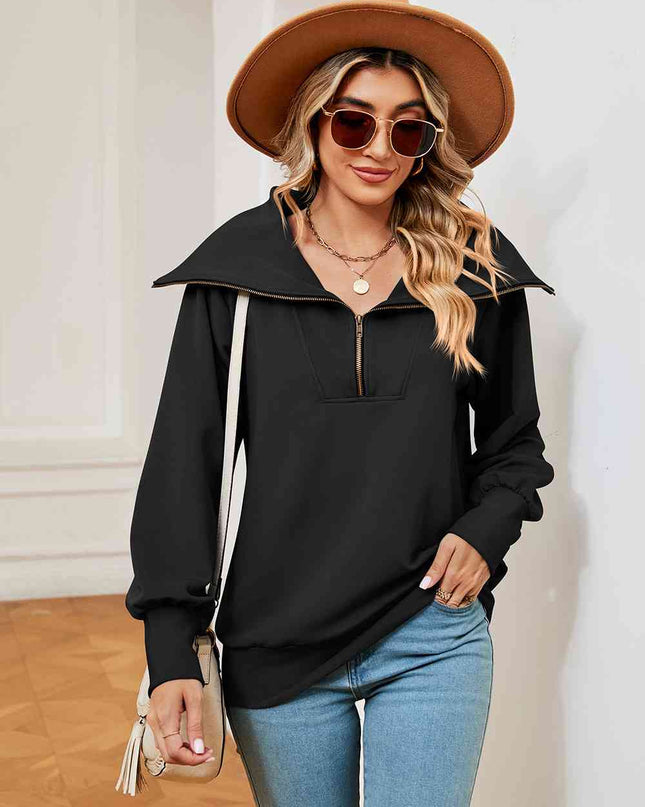 Half-Zip Collared Sweatshirt