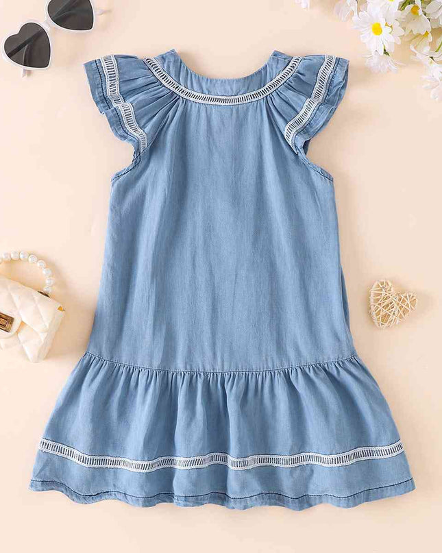 Contrast Round Neck Ruffle Hem Dress