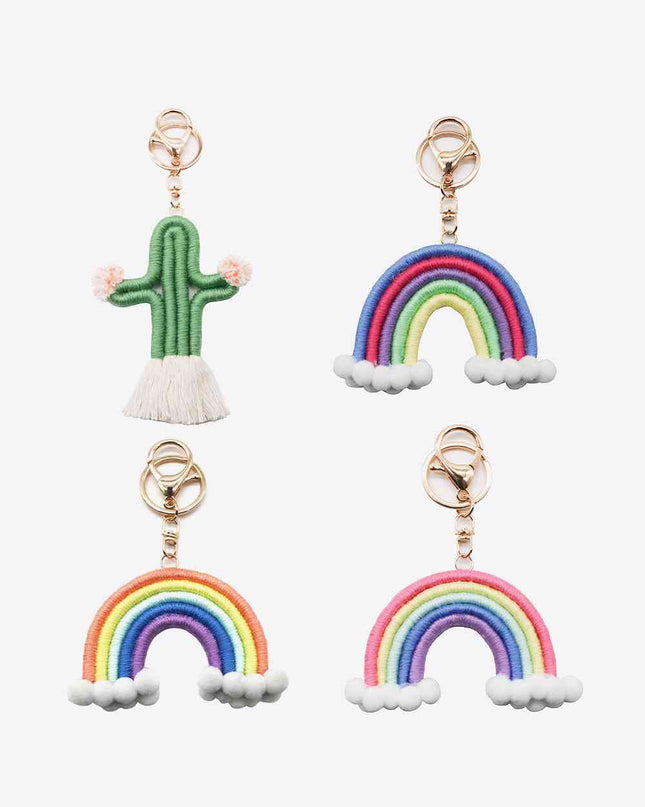 Assorted 4-Pack Hand-Woven Keychain with Clasp