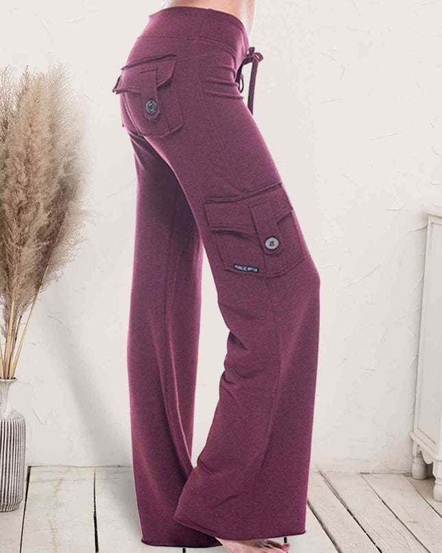 Mid Waist Pants with Pockets
