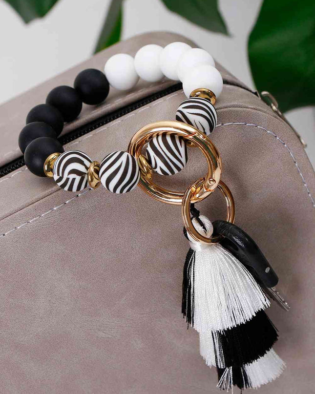Beaded Keychain with Layered Tassel