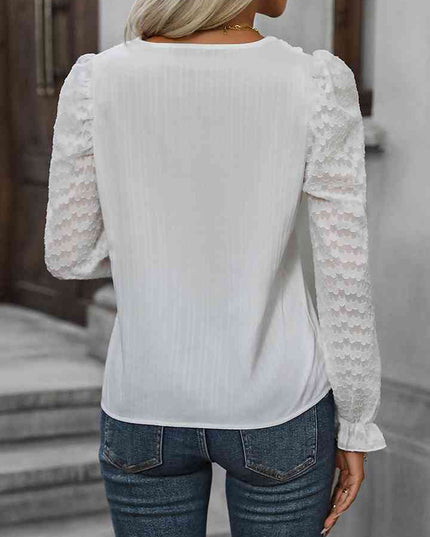 V-Neck Flounce Sleeve Blouse