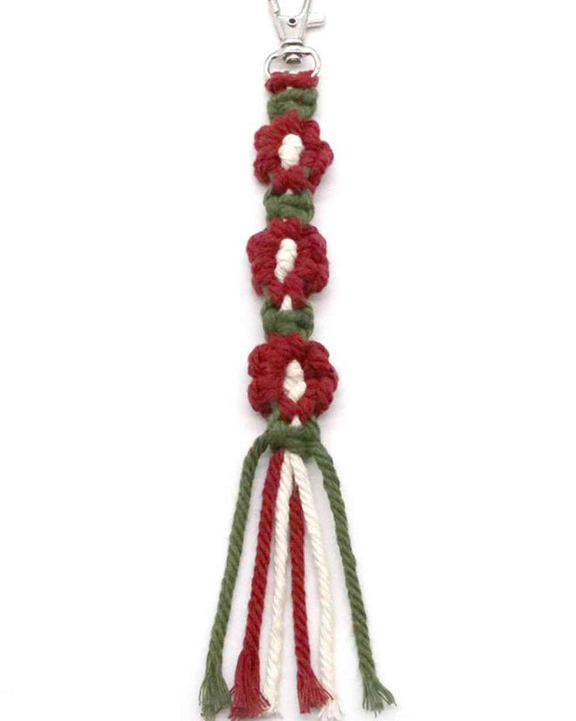 Assorted 4-Pack Hand-Woven Flower Keychain