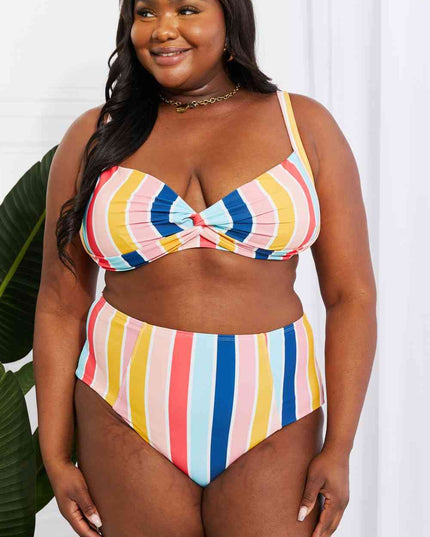 Marina West Swim Take A Dip Twist High-Rise Bikini in Stripe