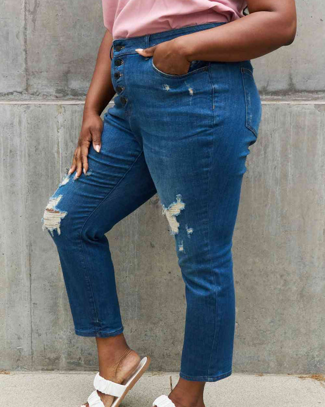 Judy Blue Melanie Full Size High Waisted Distressed Boyfriend Jeans