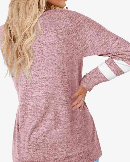 Striped Contrast Raglan Sleeve Top