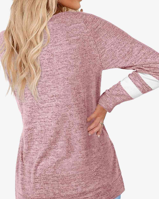 Striped Contrast Raglan Sleeve Top