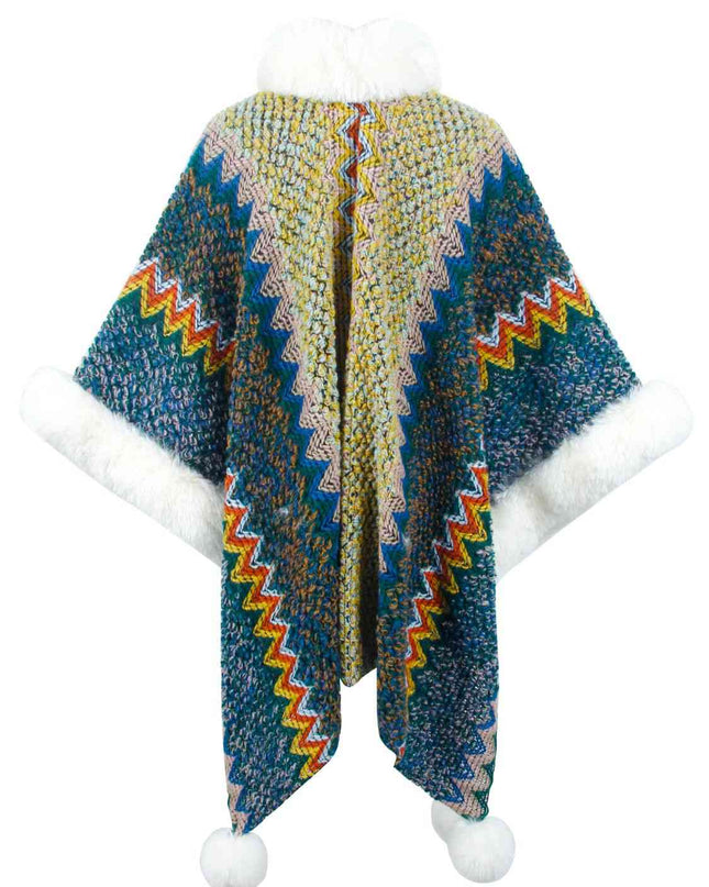 Color Block Open Front Poncho