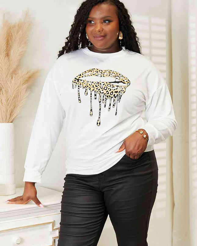 Simply Love Graphic Dropped Shoulder Round Neck Sweatshirt