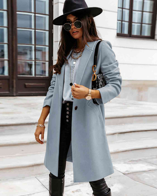 Long Sleeve Longline Coat with Pockets
