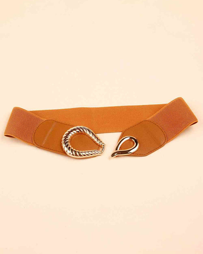 Ribbed Alloy Buckle Elastic Belt