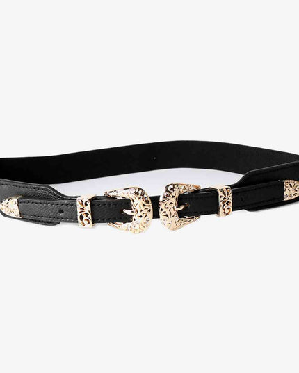 Double Buckle PU Leather Belt