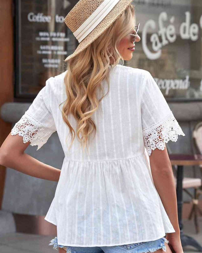 Spliced Lace Peplum Top