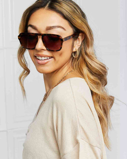Tortoiseshell Square Polycarbonate Frame Sunglasses