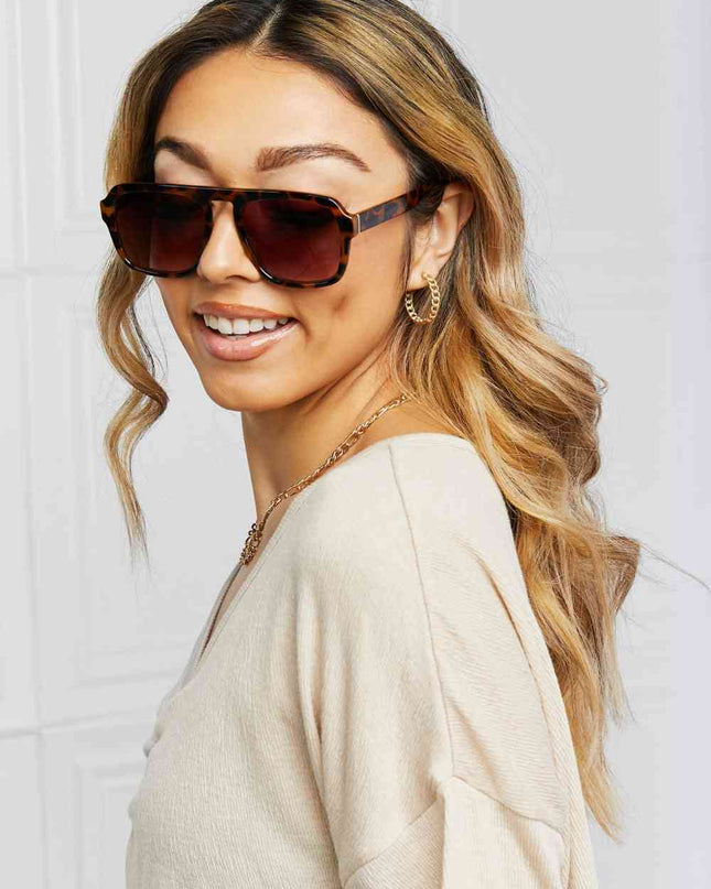 Tortoiseshell Square Polycarbonate Frame Sunglasses