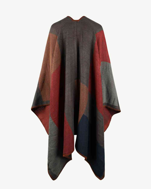 Color Block Open Front Poncho