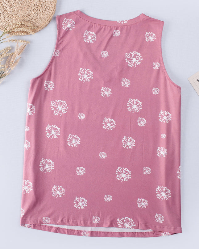 Plus Size Printed V-Neck Tank