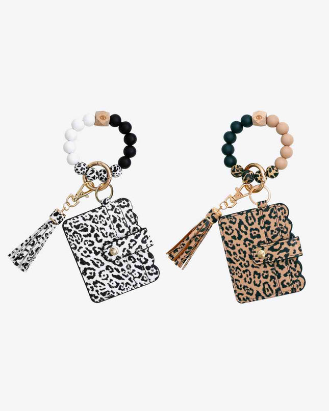 Random 2-Pack Leopard Mini Purse Tassel Wristlet Key Chain