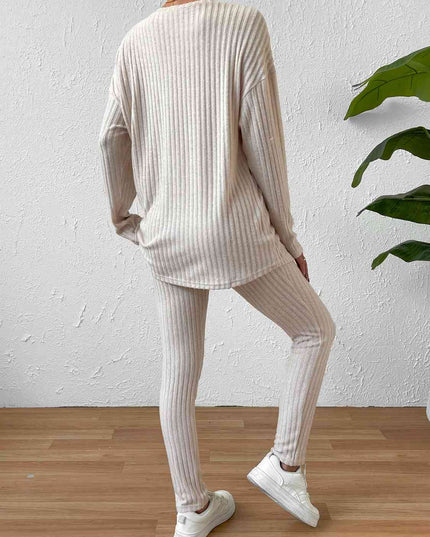 Ribbed Top and Pants Lounge Set