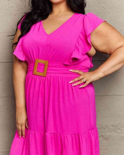 GeeGee Fancy Fizz Plus Size Tiered Side Slit Maxi Dress