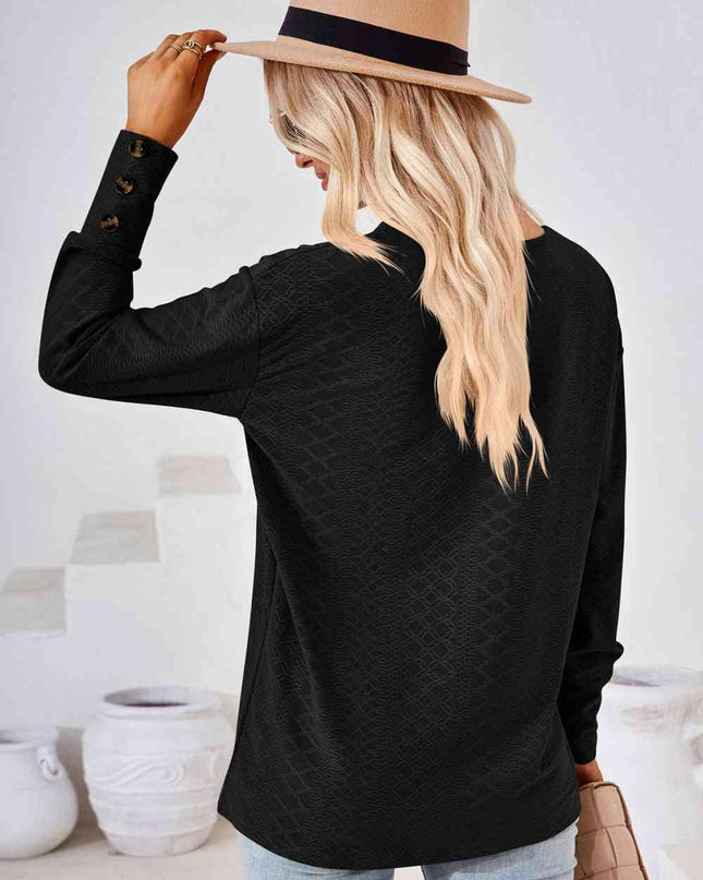 V-Neck Long Sleeve Blouse