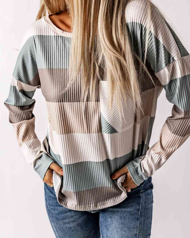 Wide Stripe Top with Pocket