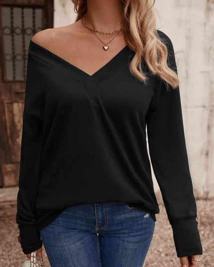 V-Neck Long Sleeve Top