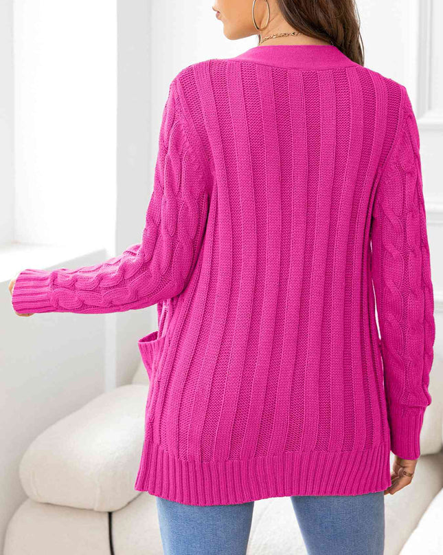Button Down Cable-Knit Cardigan