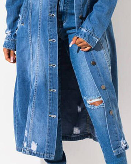Long Sleeve Raw Hem Denim Jacket