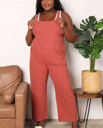 Double Take Wide Leg Overalls with Front Pockets