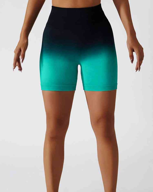 Gradient Wide Waistband Slim Fit Sports Shorts