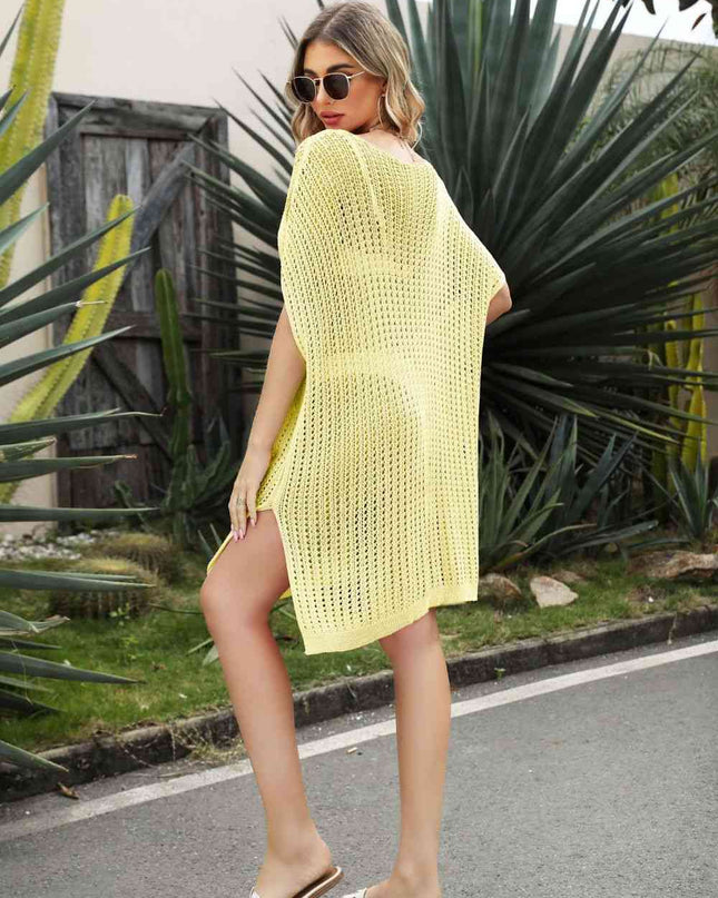 Openwork Side Slit Cover-Up Dress