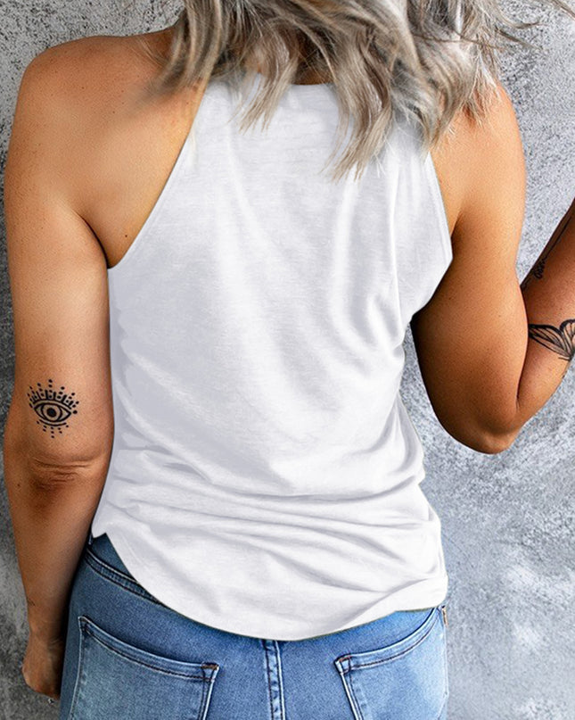 Round Neck DEAD INSIDE BUT IT'S FALL Graphic Tank Top
