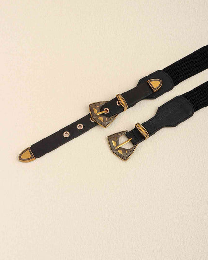 Double Buckle PU Leather Belt