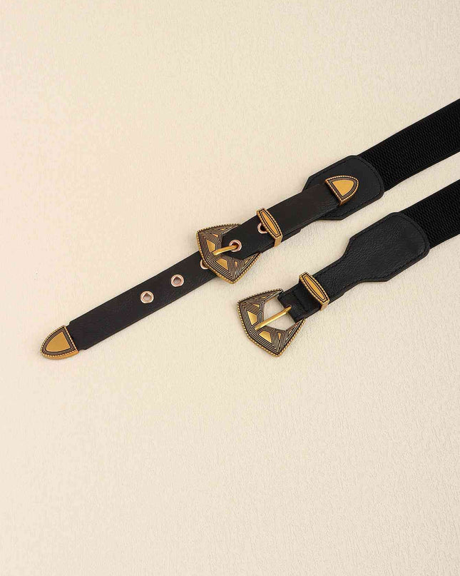 Double Buckle PU Leather Belt