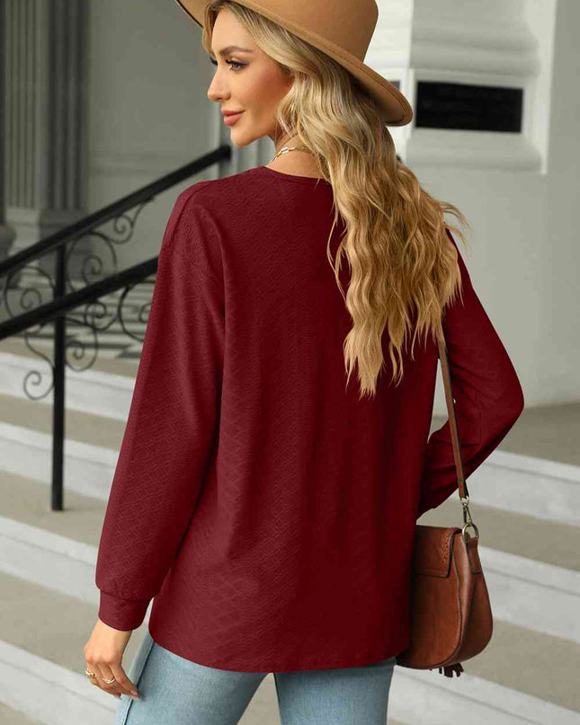 V-Neck Long Sleeve Blouse