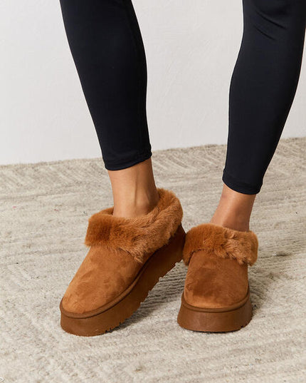 Legend Footwear Furry Chunky Platform Ankle Boots
